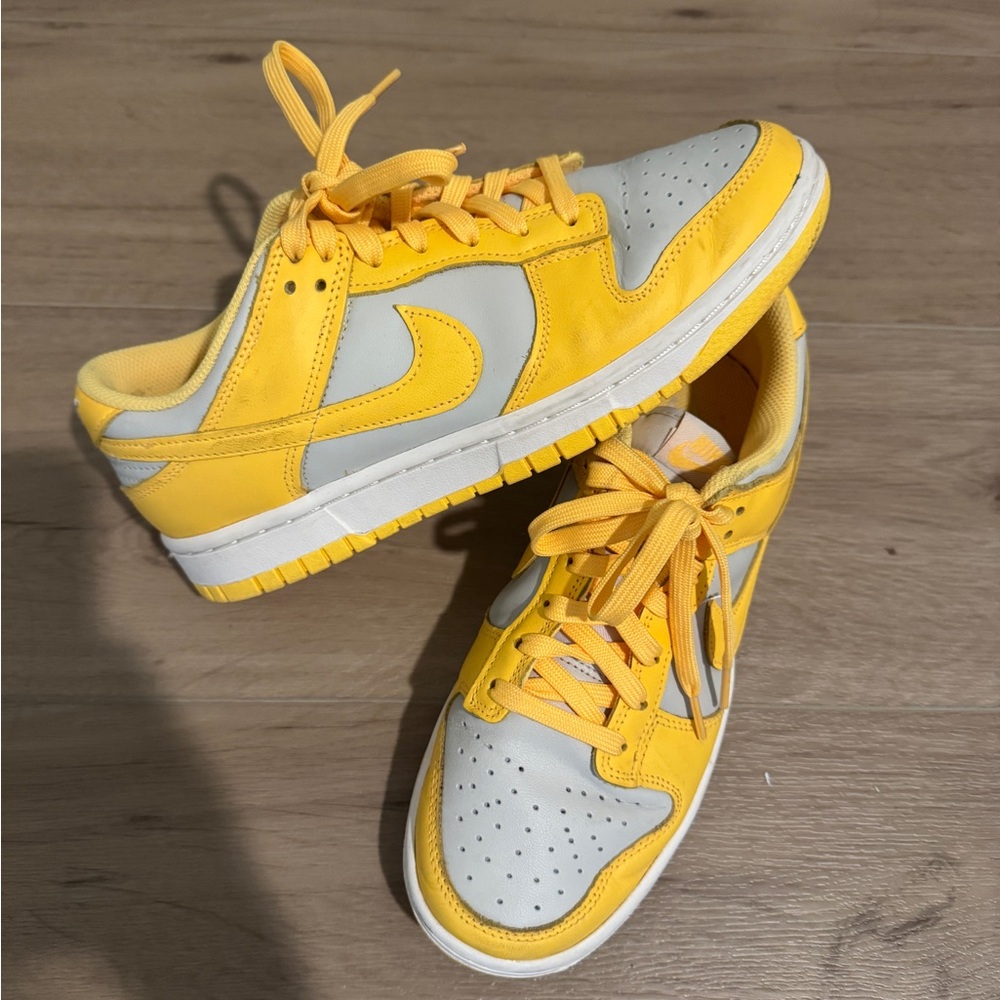Nike Yellow and Gray Beige Dunks 8.5 women’s / 7Y